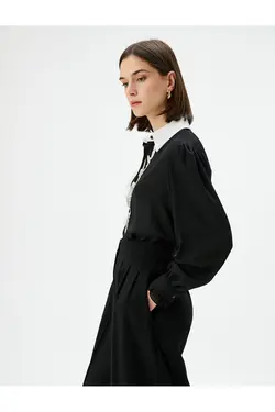 پیراهن آستین بادکنکی با دکمه های فری - یاری شاپ