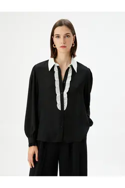 پیراهن آستین بادکنکی با دکمه های فری - یاری شاپ