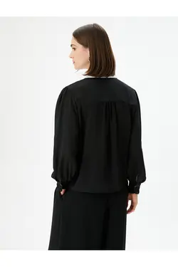 پیراهن آستین بادکنکی با دکمه های فری - یاری شاپ