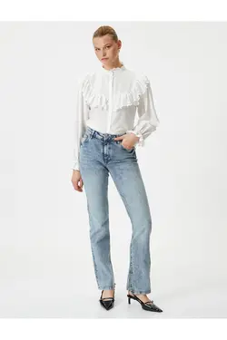 پیراهن آستین بادکنکی با سر و دکمه های گوش ماهی - یاری شاپ