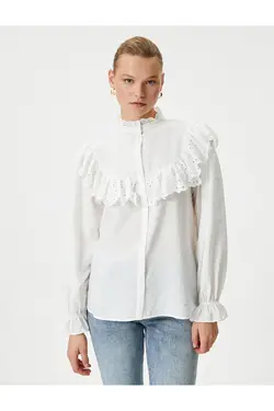 پیراهن آستین بادکنکی با سر و دکمه های گوش ماهی - یاری شاپ