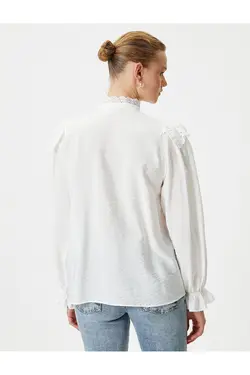 پیراهن آستین بادکنکی با سر و دکمه های گوش ماهی - یاری شاپ