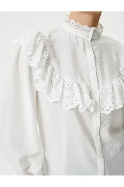 پیراهن آستین بادکنکی با سر و دکمه های گوش ماهی - یاری شاپ