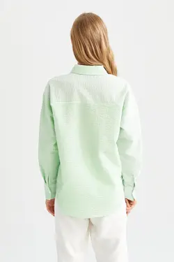 پیراهن آستین بلند با بافت سایز بزرگ Fit Seersucker - یاری شاپ