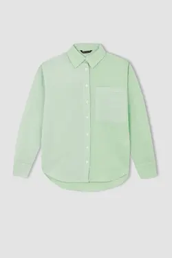 پیراهن آستین بلند با بافت سایز بزرگ Fit Seersucker - یاری شاپ