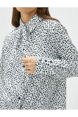 پیراهن آستین بلند با جزئیات پاپیون روی یقه - یاری شاپ