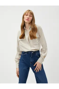 پیراهن آستین بلند با جزئیات جیب - یاری شاپ