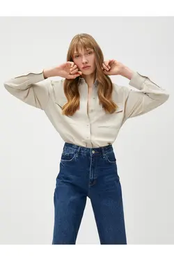 پیراهن آستین بلند با جزئیات جیب - یاری شاپ