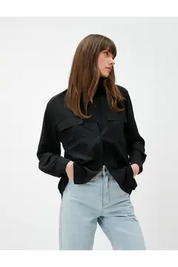 پیراهن آستین بلند با جزئیات جیب - یاری شاپ