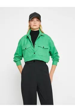 پیراهن آستین بلند با جیب و بند - یاری شاپ