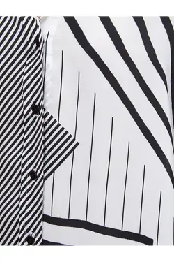 پیراهن آستین بلند با طرح هندسی دکمه دار - یاری شاپ