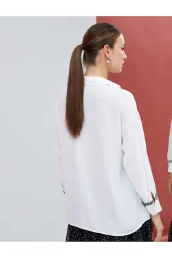 پیراهن آستین بلند با نوار توئید دکمه دار با جزئیات - یاری شاپ