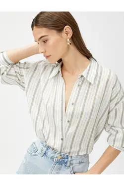 پیراهن آستین بلند پوپلین سایز بزرگ - یاری شاپ