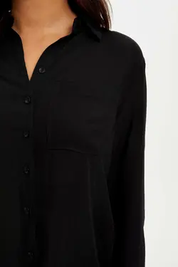 پیراهن آستین بلند تک جیب مشکی زنانه K5027AZ.19AU.BK27 - یاری شاپ