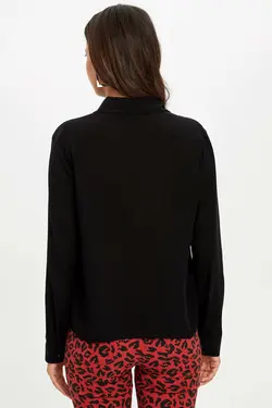 پیراهن آستین بلند تک جیب مشکی زنانه K5027AZ.19AU.BK27 - یاری شاپ