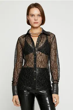 پیراهن آستین بلند توری - یاری شاپ