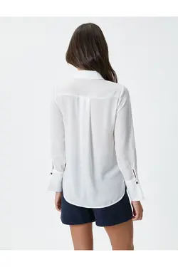 پیراهن آستین بلند دکمه دار یقه کلاسیک برش استاندارد - یاری شاپ