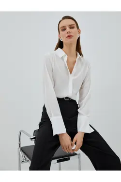 پیراهن آستین بلند دکمه مخفی - یاری شاپ