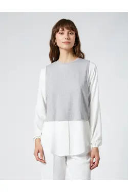 پیراهن آستین بلند دو تکه ظاهر خدمه یقه ویسکوز - یاری شاپ