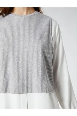 پیراهن آستین بلند دو تکه ظاهر خدمه یقه ویسکوز - یاری شاپ