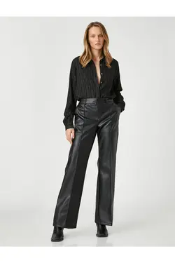 پیراهن آستین بلند دکمه مخفی براق - یاری شاپ