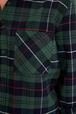 پیراهن آستین بلند زنانه با طرح مربع سبز با جیب S2130AZ20WN - یاری شاپ