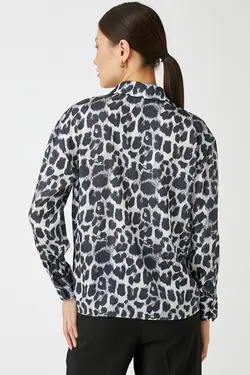 پیراهن آستین بلند زنانه طرح پلنگی 3wak60053pw - یاری شاپ