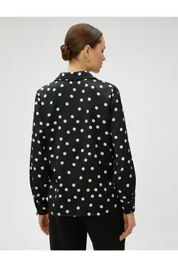 پیراهن آستین بلند ساتن نقطه ای - یاری شاپ