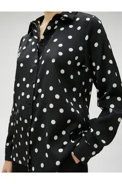 پیراهن آستین بلند ساتن نقطه ای - یاری شاپ