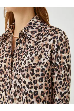 پیراهن آستین بلند طرح پلنگی برش راحت - یاری شاپ