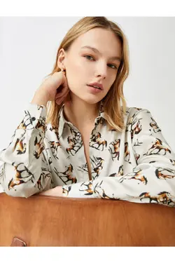 پیراهن آستین بلند طرح دار - یاری شاپ