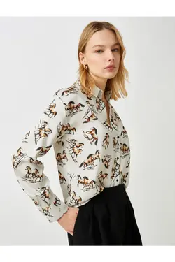 پیراهن آستین بلند طرح دار - یاری شاپ