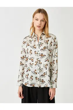 پیراهن آستین بلند طرح دار - یاری شاپ