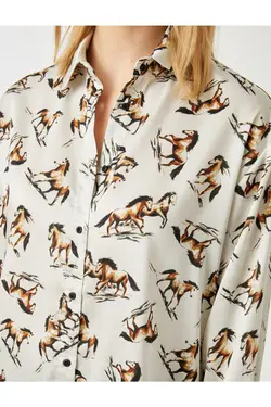 پیراهن آستین بلند طرح دار - یاری شاپ