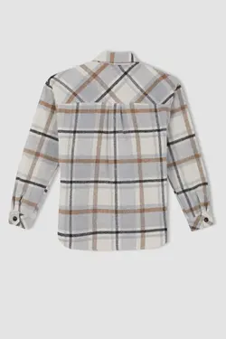 پیراهن آستین بلند فلانل چک یقه مناسب - یاری شاپ