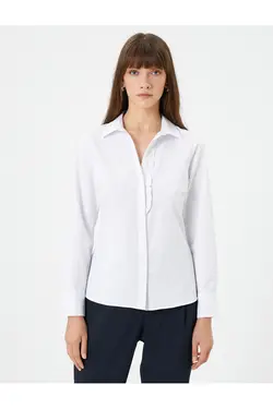 پیراهن آستین بلند و باریک با دکمه های دقیق - یاری شاپ