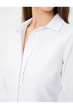 پیراهن آستین بلند و باریک با دکمه های دقیق - یاری شاپ