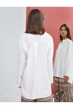 پیراهن آستین بلند یقه دکمه دار با جزئیات کراوات - یاری شاپ