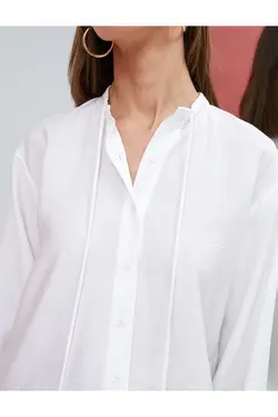 پیراهن آستین بلند یقه دکمه دار با جزئیات کراوات - یاری شاپ