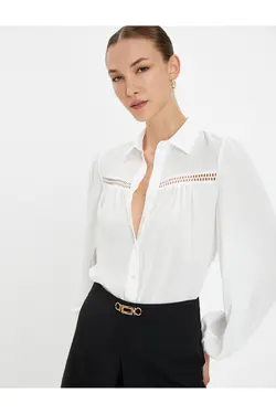 پیراهن آستین بلند یقه دکمه دار بافت - یاری شاپ