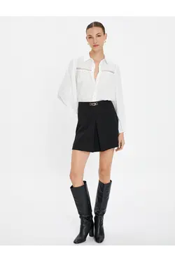 پیراهن آستین بلند یقه دکمه دار بافت - یاری شاپ