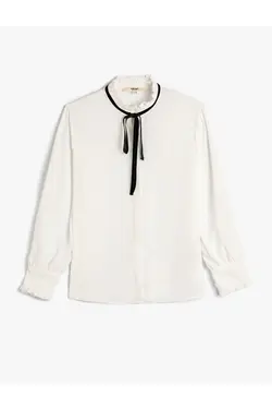 پیراهن آستین بلند یقه کراوات با تناسب منظم - یاری شاپ