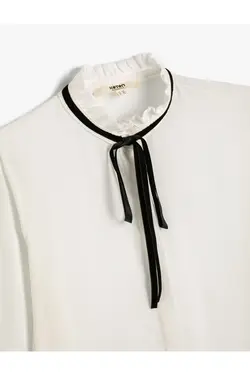 پیراهن آستین بلند یقه کراوات با تناسب منظم - یاری شاپ