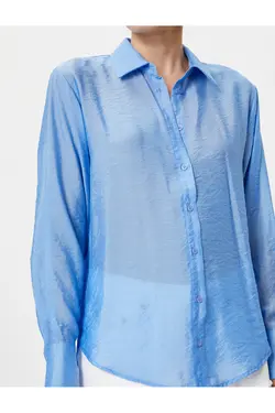 پیراهن آستین بلند یقه کلاسیک دکمه دار ترکیبی ویسکوز - یاری شاپ