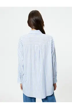 پیراهن آستین بلند یقه کلاسیک دکمه دار نخی - یاری شاپ