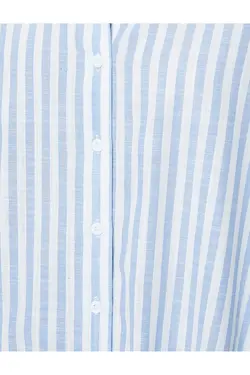 پیراهن آستین بلند یقه کلاسیک دکمه دار نخی - یاری شاپ