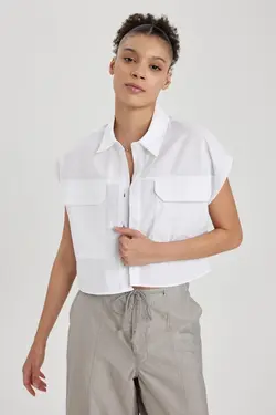 پیراهن آستین کوتاه 100% پنبه ای با جیب بسیار مناسب - یاری شاپ