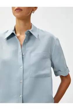 پیراهن آستین کوتاه با ترکیب جیبی مدال - یاری شاپ