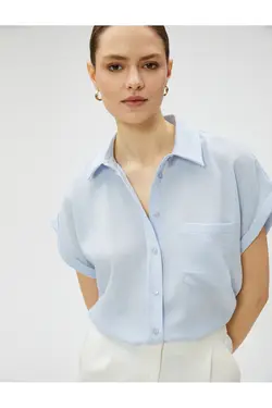 پیراهن آستین کوتاه با جزئیات جیب - یاری شاپ