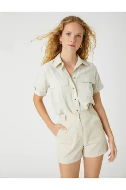 پیراهن آستین کوتاه با جیب ابریشمی - یاری شاپ